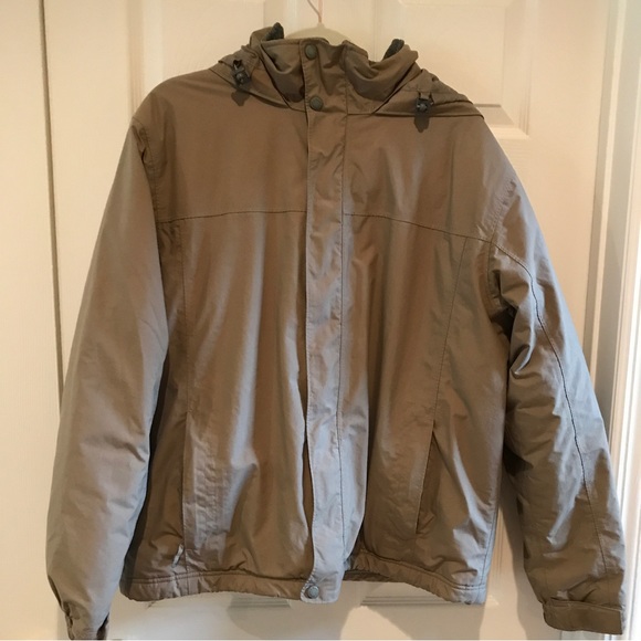 L L Bean Mens Jacket Coat with Hood Tan Size Men’s Large - Picture 1 of 12
